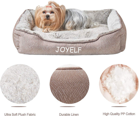 JOYELF Washable Dog Bed, Cute Fluffy Cat Bed for Small Dog, Puppy, Kitten - Small Rectangle Sofa