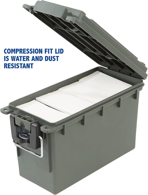 Sheffield 12626 Field Box, Plastic Ammo Can for Pistol, Rifle, and Shotgun Ammo, Water Resistant (Olive Drab Green)