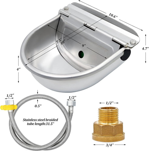 304 3/4" Automatic Water Dispenser for Dog Chicken Waterer Outdoor Dog Water Bowl Dispenser Stainless Steel Feeder