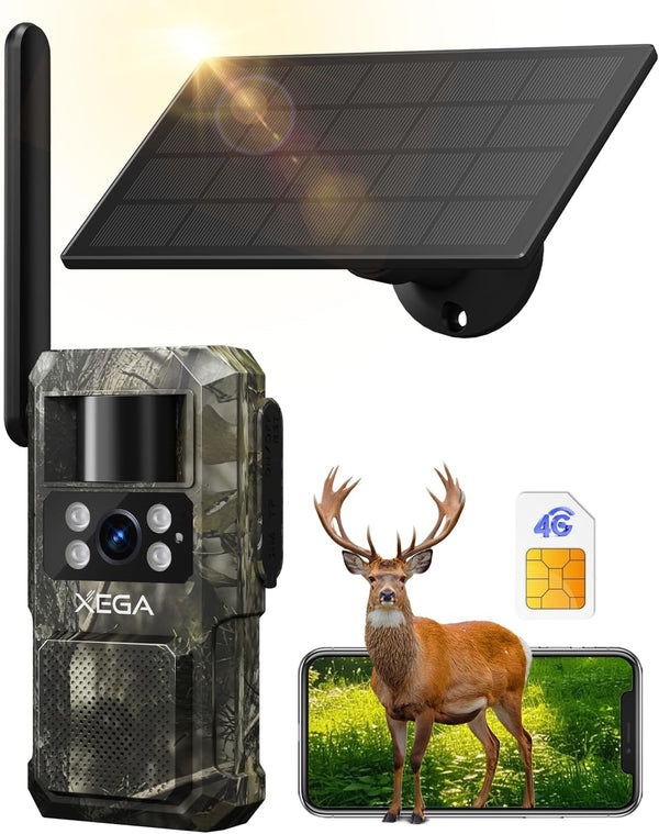 Xega 4G LTE Cellular Trail Camera with Livestreaming, No WiFi Game/Deer Cameras, Motion