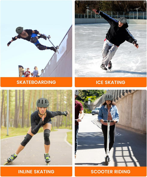 Skateboard Helmet, Multi-Sport Bicycle Helmets, Adjustment Bike Helmets for Skating, Longboard Commuter Helmet for Men