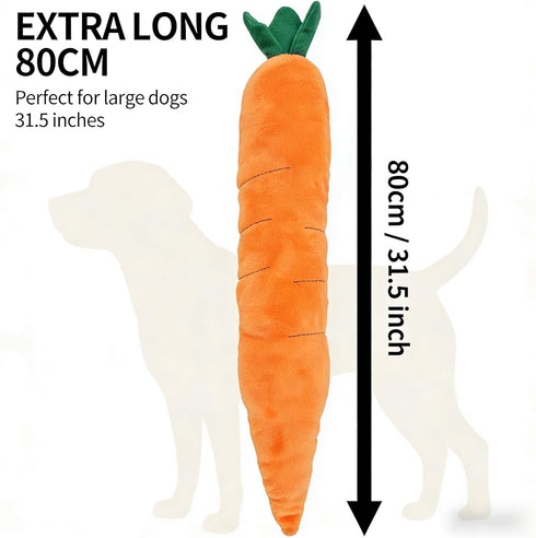 Generic Squeaky Carrot Dog Toy for Aggressive Chewers, Durable Chew Toy for Puppies Small Medium Large Dogs