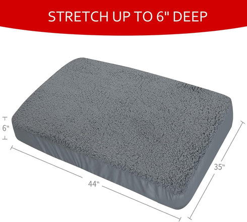 Dog Bed Covers 2 Pack, Soft Plush Replacement Washable, Waterproof Dog Bed Liner Grey, 44x35 Inches, Cover Only