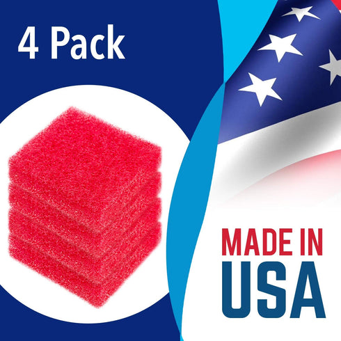 Evergreen Pet Supplies Aquarium Supplies Glass Cleaner Sponge - 4-Pack, Red, 3.25-in x 3.25-in x 1-in - Non-Scratch