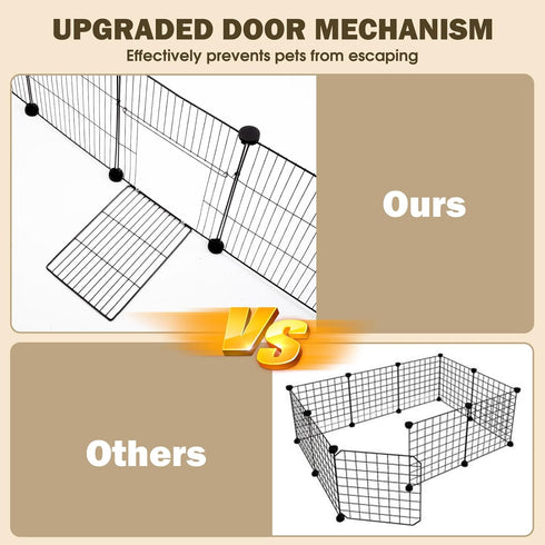 PAWING 20 Panels Small Animal Playpen with Removable Top Cover & Waterproof Mat - Durable Metal Wire Yard Fence