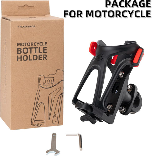 ROCKBROS Adjustable Bike Water Bottle Holder - Cup Holder for 2.3-3" Diameter Bottles, with Screw Tool