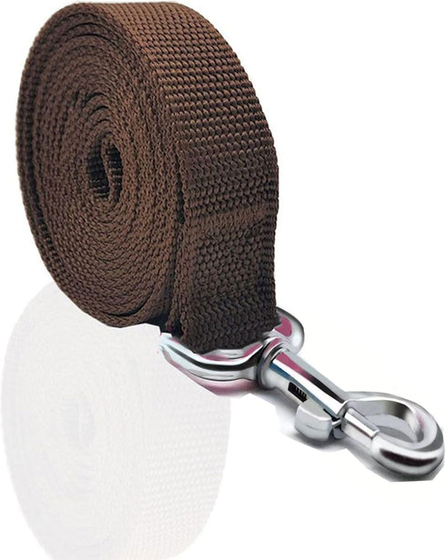Nylon Dog Leash 16 Feet Long - Walking Training Dog Leashes for Medium Large Dogs (1" X 16 ft, Brown)
