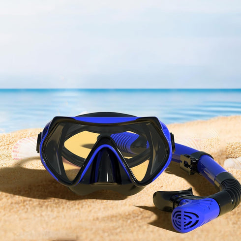 JRing Set 180 Swimming, Snorkeling Gear for Adults, Snorkel Mask with Degree Tempered Glass Anti Fog Goggles Scuba Dry