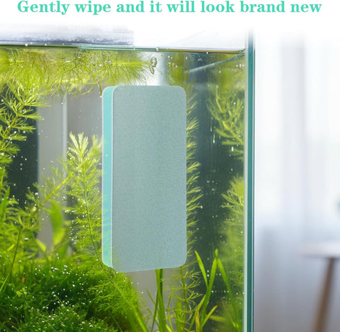 Psiriol 3Pack (3.5"x1.54"x0.51") Fish Tank Cleaning Tools, Aquarium Double Sided Sponge Brush, Aquarium Glass Cleaner