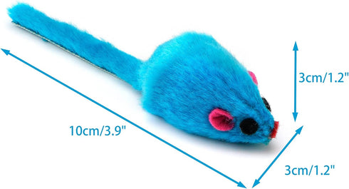 CHIWAVA 60PCS Furry Cat Toy Mice Rattle, Small Mouse Kitten Interactive Play Assorted Colors