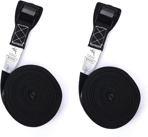 Tie Down Strap Padded Cam Lock Buckle - Cargo Straps for Moving Appliances, Lawn Equipment, Motorcycle SUP Kayak Surfboard Surf Rack - Black Pair by MOOCY