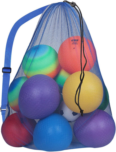 GSE Extra Large Mesh Sports Ball Drawstring Bag for Basketball, Volleyball, Soccer - Sports Equipment Bag for Gym