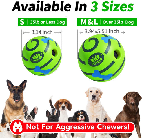 2 Pack, 3.14 inch Giggle Ball for Dogs Glowing Interactive Dog Toys Balls, Rolling Squeaky Toy for Large Medium Small