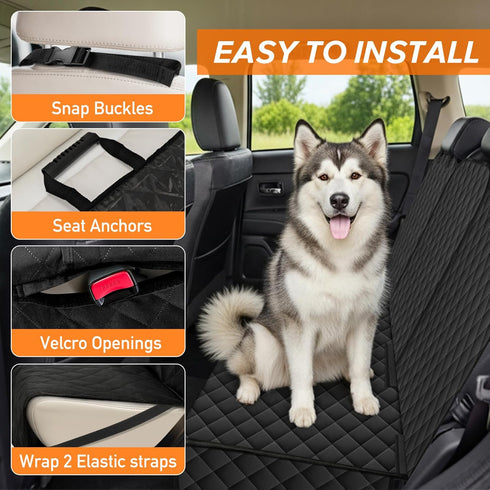 60/40 Dog Car Seat Cover for Back Seat - Waterproof, Non-Slip, Pet Bench Seat Covers, with Split Bench Fit, Universal