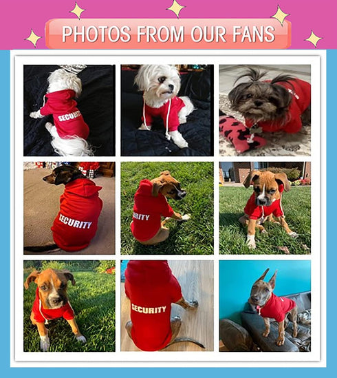 Security Dog Hoodies, Winter Sweatshirt for Small, Medium, Large Dogs & Cats, Cotton, Pink, XXL