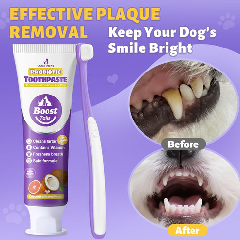 Recommended 99% 2.5 oz. Vet Small Dog Teeth Brushing Kit - Soft Brush and Finger Brush removes of Plaque, Natural