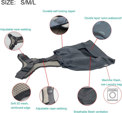 Dog Drag Bag, Durable Indoor Alternative for Paralyzed Disabled Dogs, Protects Chest and Limbs (L)