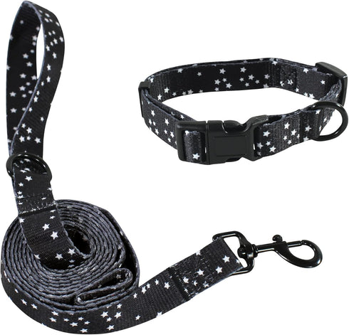 Luvable Friends Unisex Pet Collar and Leash Set, Constellation Design, Medium Size