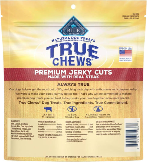 20-oz Blue Buffalo True Chews Premium Jerky Cuts Dog Treats, Made in the USA with Natural Ingredients, Beef, Bag