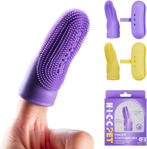 HICC PET Dog Toothbrush, Anti-Slip Dog Tooth Brushing Kit, Dog Finger Toothbrush