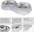 SAVORI Small Dog Bowls - Handmade Bling Rhinestones Stainless Steel Double Food Water Feeder for Cats and Dogs (Silver,