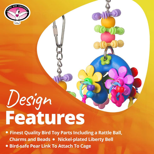 Super Bird Creations SB1085 Flower Power Bird Toy - Ideal for Small/Medium Birds, 7" x 2.5" x 2"