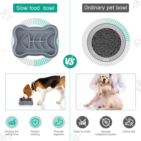 ORIA Slow Feeder Dog Bowls - Silicone Anti-Choking Puzzle Bowls with Non-Slip Base, Machine Washable