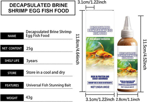 Generic 25g Decapsulated Brine Shrimp Eggs, Fish Food, Lake Fishing Accessory with High Nutrient Content, Outdoor Fish