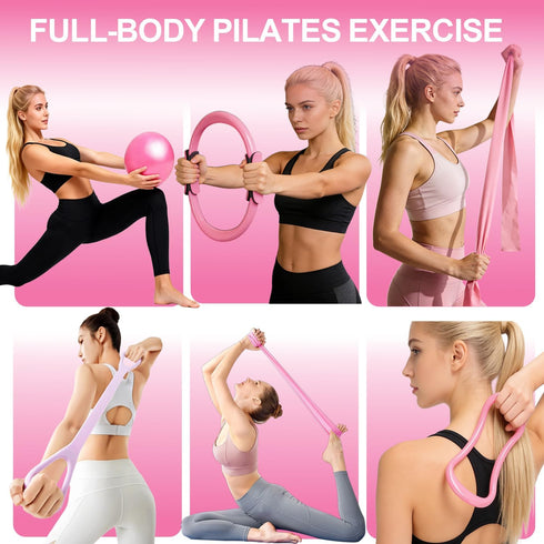 HELISAN Set, 13 5 Pilates Ring Equipment Home Pilates Kit for Women with Magic Ring with Dual Padded Handles, Small
