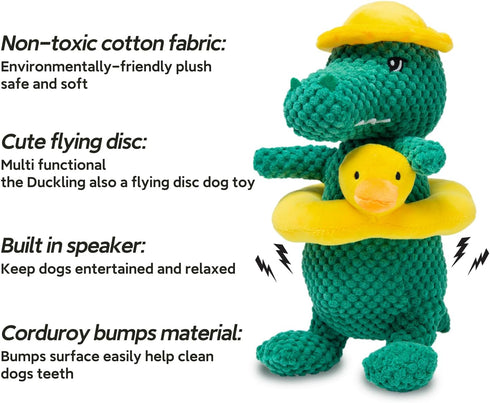 Alligator Squeaky Dog Toy - Durable Stuffed Animal Chew Toy for Aggressive Chewers, Puppy Small Medium Dogs