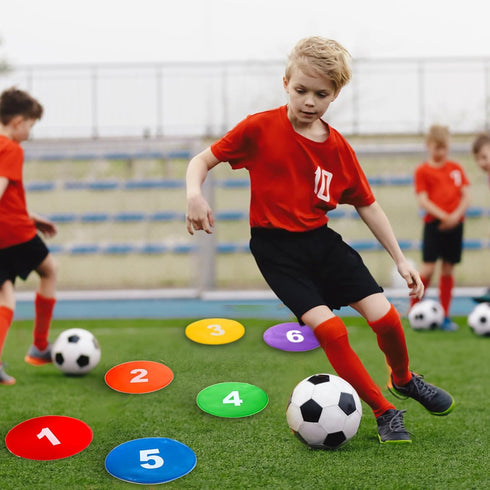 24 Pack 9 Inch 6 Okllen Poly Vinyl Spot Markers, Floor Dots Non-Slip Rubber Agility Dots, Flat Field Cones Circles