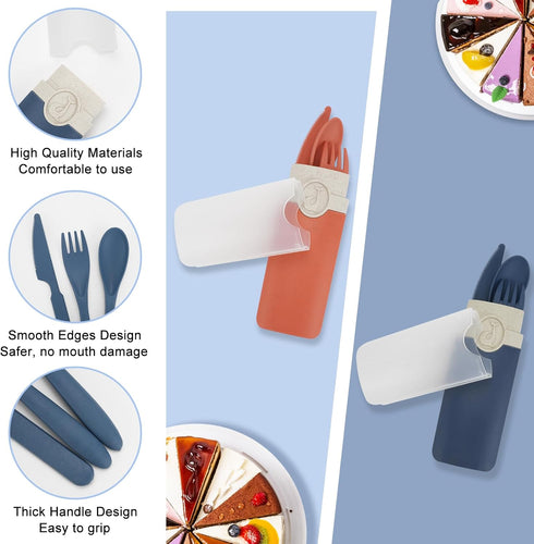 2 Set, JEPELUS Pcs Travel Utensils with Case, Portable Cutlery Reusable Fork Spoon Knife with Case Flatware for Work