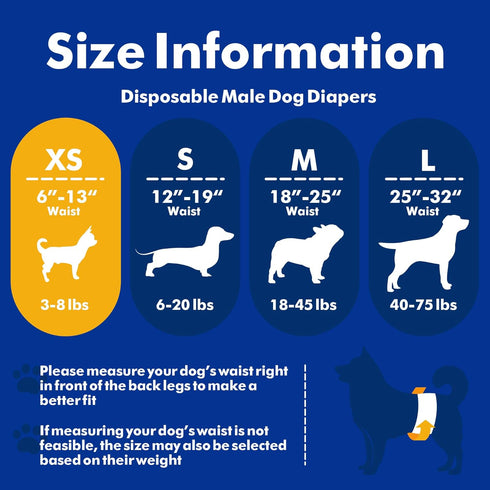 6-13-inch 20 Counts MICOOYO Male Dog Diapers, Disposable Male Dog Wraps with Wetness Indicator, Super Absorbent | Leak