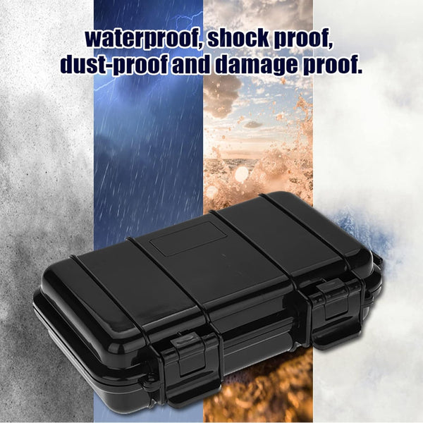 Tbest Small Waterproof Container, Outdoor Shockproof Airtight Survival Box Storage Case Carry Box (Black)