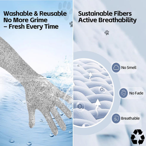 15.7 Trimming Ultra-Flexible Pet Handling Sleeves: Kevlar Scratch-Resistant Gloves for Cat Grooming, Nail & Arm