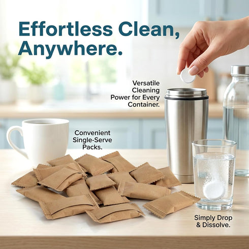 RAINFLOW 40 Pcs Water Bottle Cleaner Tablets Bottle Washer Tablets Cleaning Supplies Kit,All Purpose Cleaner
