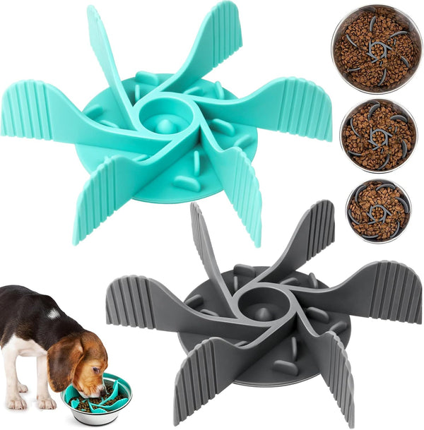 2 Pcs Dog Bowl Slow Feeder Insert - Cuttable with Strong Suction Cups, Feeding Supplies for Most Dogs & Cats