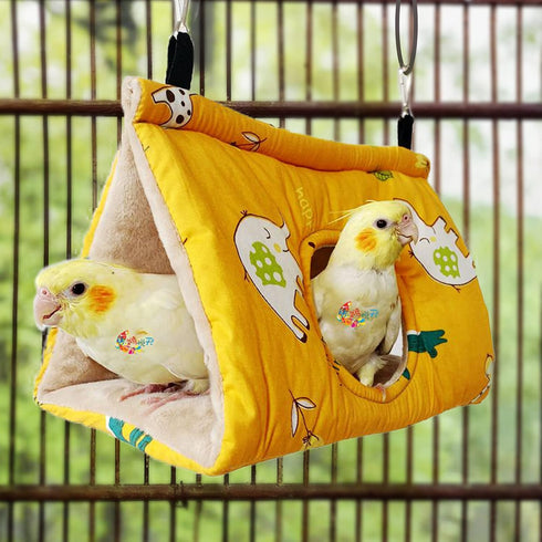 Rypet Winter Warm Bird Nest House - Plush Fluffy Sleeping Bed for Parrot, Parakeet, Cockatiels, Budgies, Yellow
