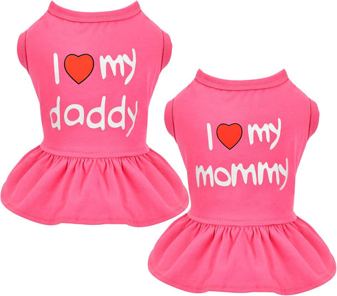 Dog Dress Small Dog Dresses Tutu Princess Clothes for Small Dog Girl, Chihuahua, Yorkie, Set of 2 (Medium, Hot Pink)