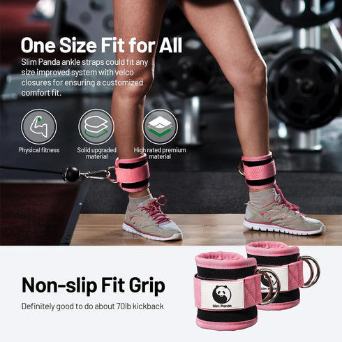 Slim Panda Ankle Strap for Cable Machine, Adjustable Ankle Cuff for Kickbacks, Glute Workouts, Leg Extensions, Curls