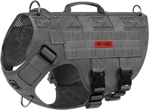 OneTigris Tactical No Pull Dog Harness, Breathable Mesh Design Service Vest for Small Dogs, Molle with Handles
