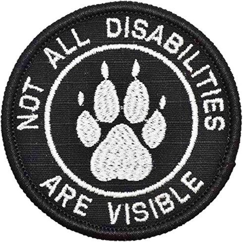 Service Dog Patch, "Not All Disabilities are Visible" Embroidery for Harness Vest