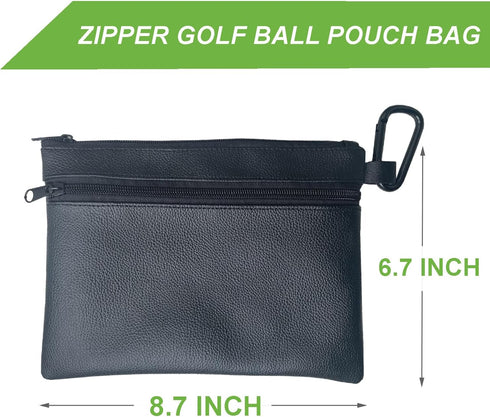 Golf Ball Pouch Tee Holder, Leather Waist Bag, Zippered Golf Accessory Pouch
