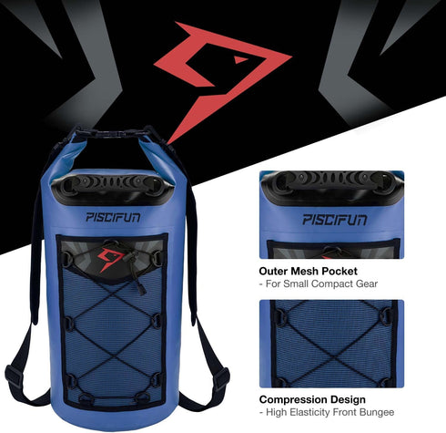 Piscifun Waterproof Dry Bag, Floating Backpack 5L/10L/20L/30L/40L with Waterproof Phone Case for Kayaking