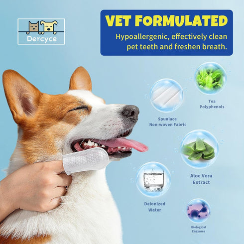 50Pcs Teeth Cleaning Wipes for Dogs & Cats, Gentle Disposable Dental Care Wipes for Pet Gum Care