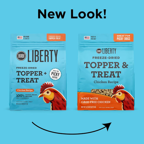 BIXBI Liberty Freeze Dried Dog Food Topper | Chicken Recipe, 4.5 oz - 98% Meat and Organs - Raw Treat or Food Topper