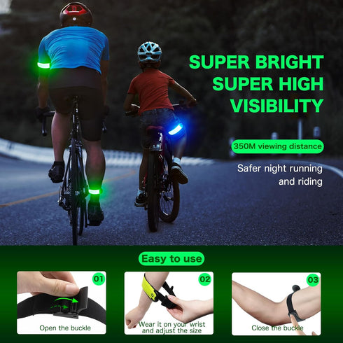 LED Armband Running USB Rechargeable, 2 Pack High Visibility Wristband for Runners, Joggers, Pet Owners, Cyclists