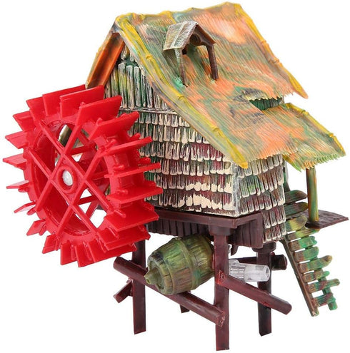 Vividly Color Resin Aquarium Large Water Wheel, Rotatable Fish Ornaments for Aquarium