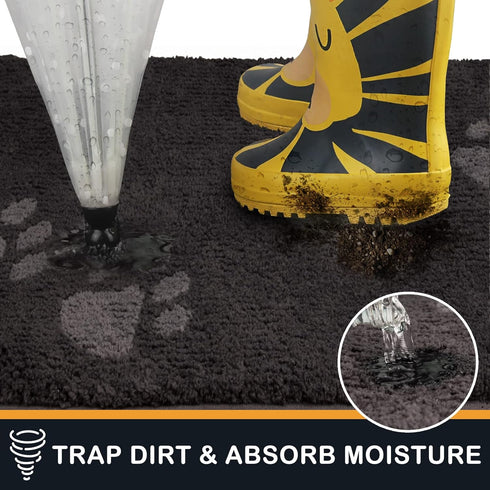 PURRUGS Dirt Trapper Door Mat, 20" x 31.5", Non-Skid Microfiber Entrance Rug for Muddy Shoes and Paws