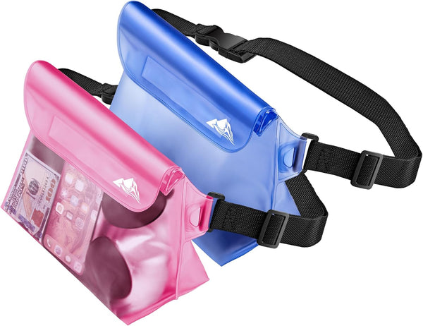 HEETA 2-Pack Waterproof Pouch with Waist Strap, Screen Touchable Dry Bag for Phone Valuables, Swimming, Snorkeling